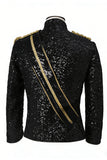 Single Breasted Black Men's Suits with Sequins