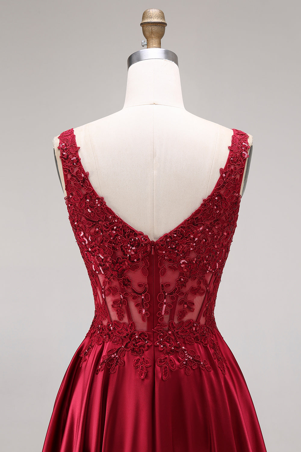 ZAPAKA Women A-Line Long Prom Dress with Slit Sparkly Burgundy Velvet