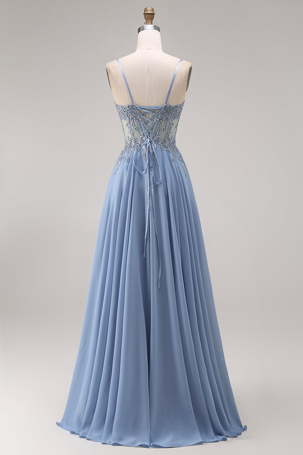 steel blue prom dress Azazie 2026 3D Flowers Lace Mermaid Prom Dress Steel Blue Gown