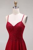 Velvet Burgundy A-Line Appliqued Long Mother of the Bride Dress with Beading