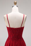 Velvet Burgundy A-Line Appliqued Long Mother of the Bride Dress with Beading