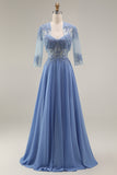 Velvet Burgundy A-Line Appliqued Long Mother of the Bride Dress with Beading