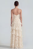 Shearh Lilac Floral Spaghetti Straps Ruffled Maxi Dress with Slit