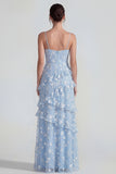 Shearh Lilac Floral Spaghetti Straps Ruffled Maxi Dress with Slit