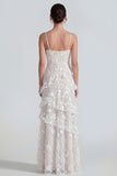 Shearh Lilac Floral Spaghetti Straps Ruffled Maxi Dress with Slit