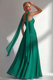 Butter Yellow Chiffon Strapless Ruched Sheath Long Bridesmaid Dress with Slit