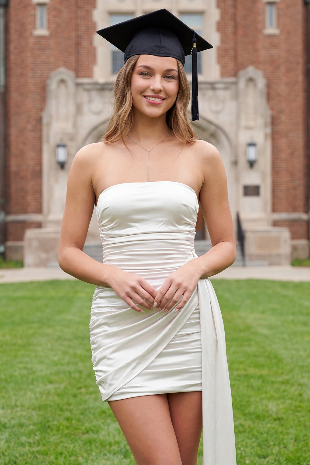 strapless white mini dress graduation Graceful Spark Strapless Mini Dress White Size S from Hello Molly