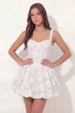 White Lace Floral Corset A Line Short Graduation Dress