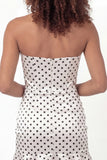 White Black Dot Bodycon Sweetheart Corset Mini Dress with Ruffles