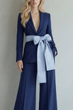 Light Blue Peak Lapel Single Breasted 2 Piece Wide Leg Prom Suits