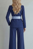 Light Blue Peak Lapel Single Breasted 2 Piece Wide Leg Prom Suits