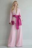 Light Blue Peak Lapel Single Breasted 2 Piece Wide Leg Prom Suits