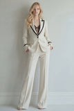 Ivory Peak Lapel Single Breasted 2 Piece Wide Leg Prom Suits