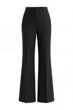 2 Piece Notched Lapel Double Breasted Wide Leg Black Prom Suits with Ruffles