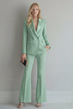 Peak Lapel Blue Double Breasted 2 Piece Wide Leg Prom Suits