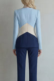Blue Navy Patchwork Single Breasted 2 Piece Slim Fit Prom Suits