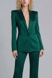 Blue Peak Lapel Single Breasted 2 Piece Wide Leg Prom Suits