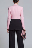 Black Pink 2 Piece Peak Lapel Women Suits with Sleeves