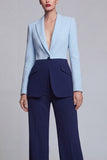 Black Pink 2 Piece Peak Lapel Women Suits with Sleeves
