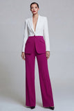 Black Pink 2 Piece Peak Lapel Women Suits with Sleeves