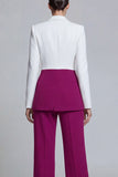 Black Pink 2 Piece Peak Lapel Women Suits with Sleeves