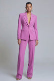 Purple 2 Piece Peak Lapel Women Suits with Sleeves