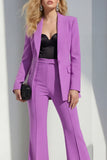 Purple Shawl Lapel 2 Piece Women Suits with Sleeves