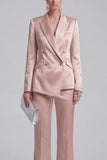 2 Piece Blue Peak Lapel Women Suits with Sleeves