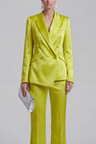 2 Piece Blue Peak Lapel Women Suits with Sleeves