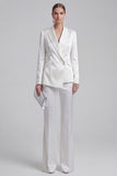 2 Piece Blue Peak Lapel Women Suits with Sleeves