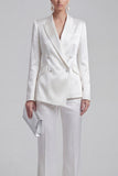 2 Piece Blue Peak Lapel Women Suits with Sleeves
