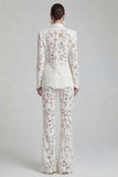 White Peak Lapel 2 Piece Boho Women Suits with Sleeves