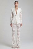 White Peak Lapel 2 Piece Boho Women Suits with Sleeves