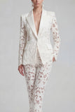 White Peak Lapel 2 Piece Boho Women Suits with Sleeves