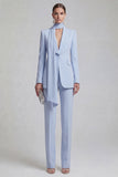 2 Piece Blue Single Breasted Slim Fit Shawl Lapel Prom Suits