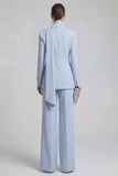 2 Piece Blue Single Breasted Slim Fit Shawl Lapel Prom Suits