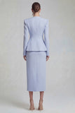 Green 2 Piece Single Breasted Shawl Lapel Wide Leg Business Suits with Slit