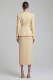 Green 2 Piece Single Breasted Shawl Lapel Wide Leg Business Suits with Slit