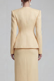 Green 2 Piece Single Breasted Shawl Lapel Wide Leg Business Suits with Slit