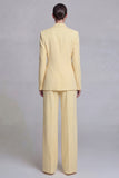 Dark Blue Notched Lapel Single Breasted 2 Piece Wide Leg Prom Suits