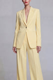 Dark Blue Notched Lapel Single Breasted 2 Piece Wide Leg Prom Suits