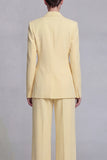 Dark Blue Notched Lapel Single Breasted 2 Piece Wide Leg Prom Suits