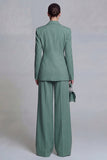 Blue 2 Piece Wide Leg Double Breasted Peak Lapel Prom Suits