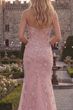 Sparkly Blue Mermaid Sweetheart Tulle Long Beaded Prom Dress with Appliques