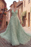 Dusty Sage Floral Spaghetti Straps Maxi Dress
