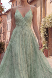 Dusty Sage Floral Spaghetti Straps Maxi Dress