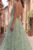 Dusty Sage Floral Spaghetti Straps Maxi Dress