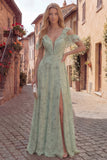 Dusty Sage Floral Cold Shoulder Ruffles Chiffon Maxi Dress with Slit