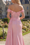 Pink Floral Ruched Mermaid Corset Long Prom Dress with Side Cape