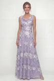 Dusty Purple Embroidered Cowl Neck A Line Mother of the Bride Dress with Sequins